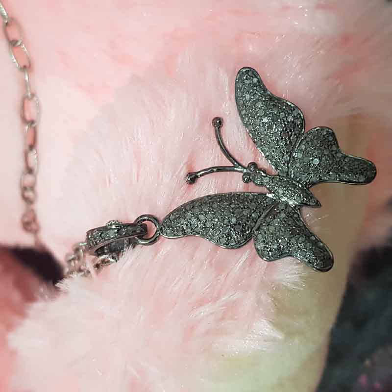 Stylish Pave Diamond Fancy Designer Butterfly Pendent