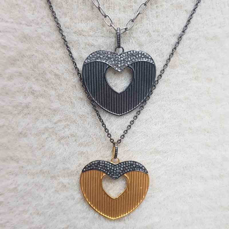 Beautifully Designed Heart Pendent With Pave Layers