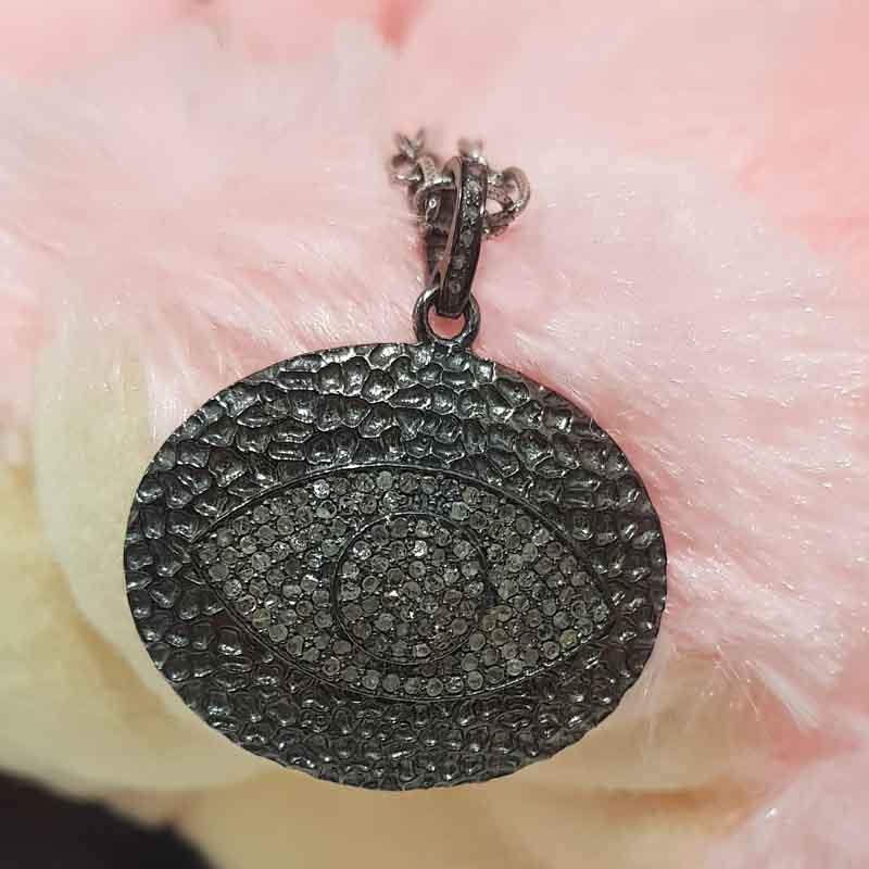 Black Beautiful Fancy Designer Evil Eye Pave Diamond Pendent