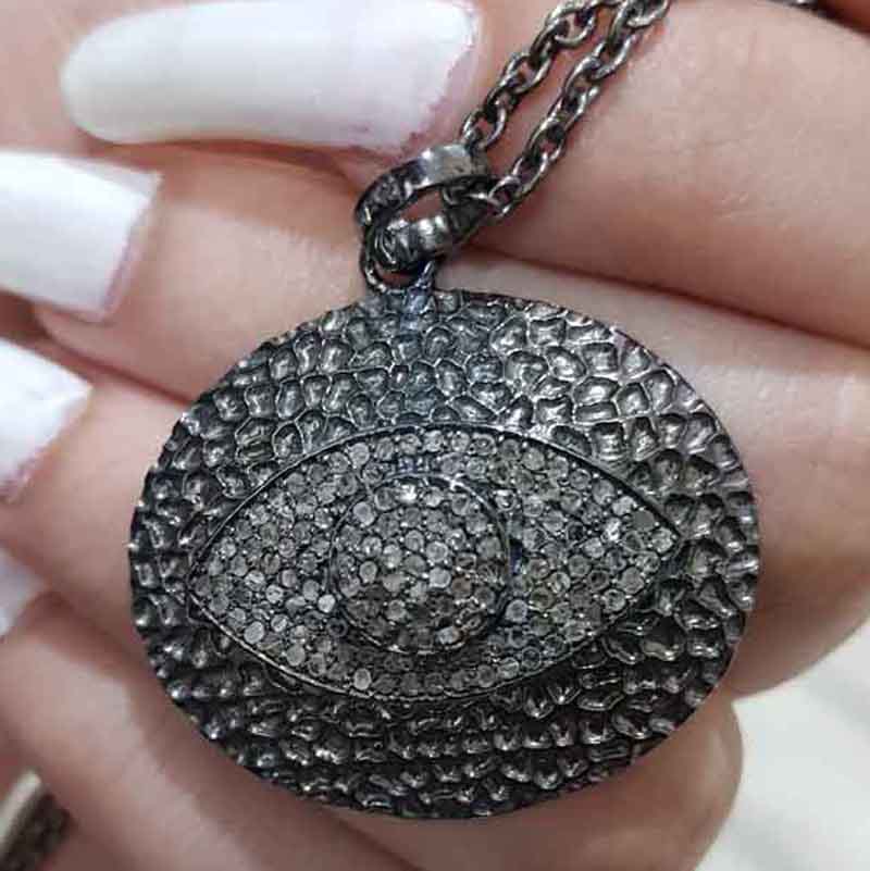 Black Beautiful Fancy Designer Evil Eye Pave Diamond Pendent