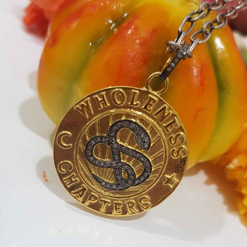 Wholeness Chapters Round Disk Pendent With Pave Diamond Layers