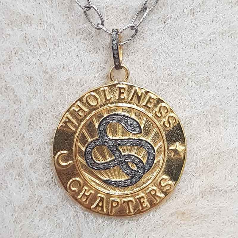 Wholeness Chapters Round Disk Pendent With Pave Diamond Layers