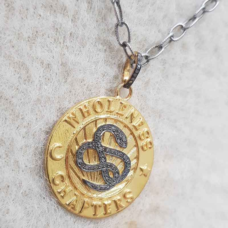 Wholeness Chapters Round Disk Pendent With Pave Diamond Layers