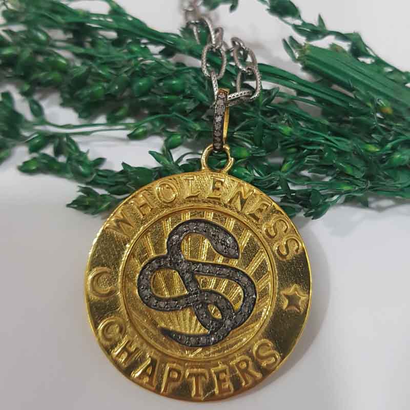 Wholeness Chapters Round Disk Pendent With Pave Diamond Layers