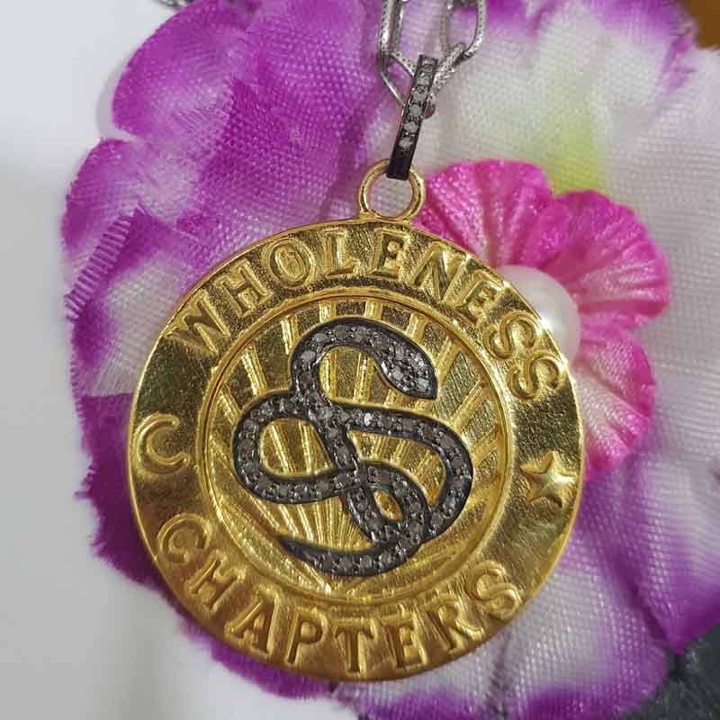 Wholeness Chapters Round Disk Pendent With Pave Diamond Layers