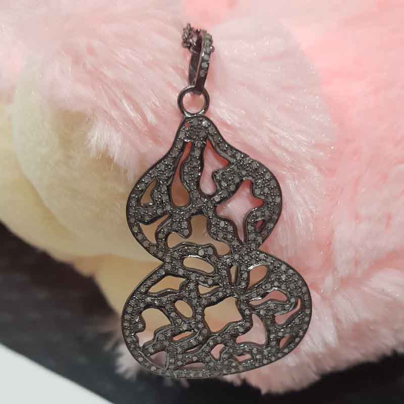 925 Sterling Silver Fancy Designer Pave Diamond Pendent