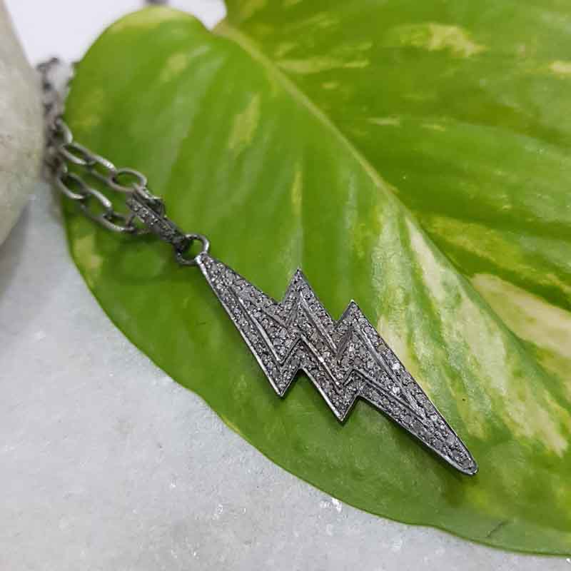 Beautiful Zigzag Style Pendent With Pave Diamond Layers