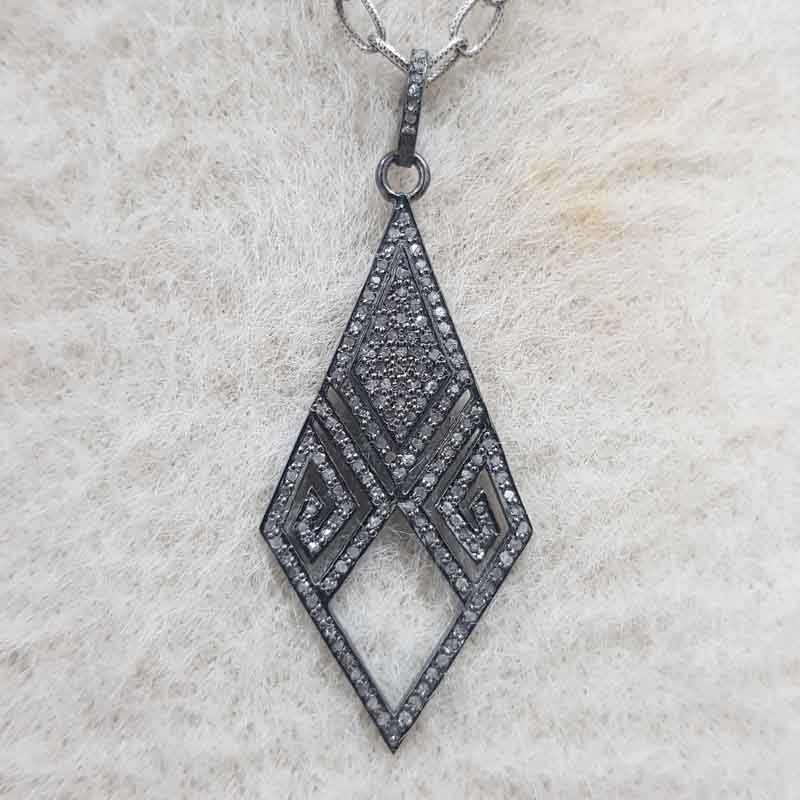 Pave Diamond Arrowhead Designer Silver Pendent