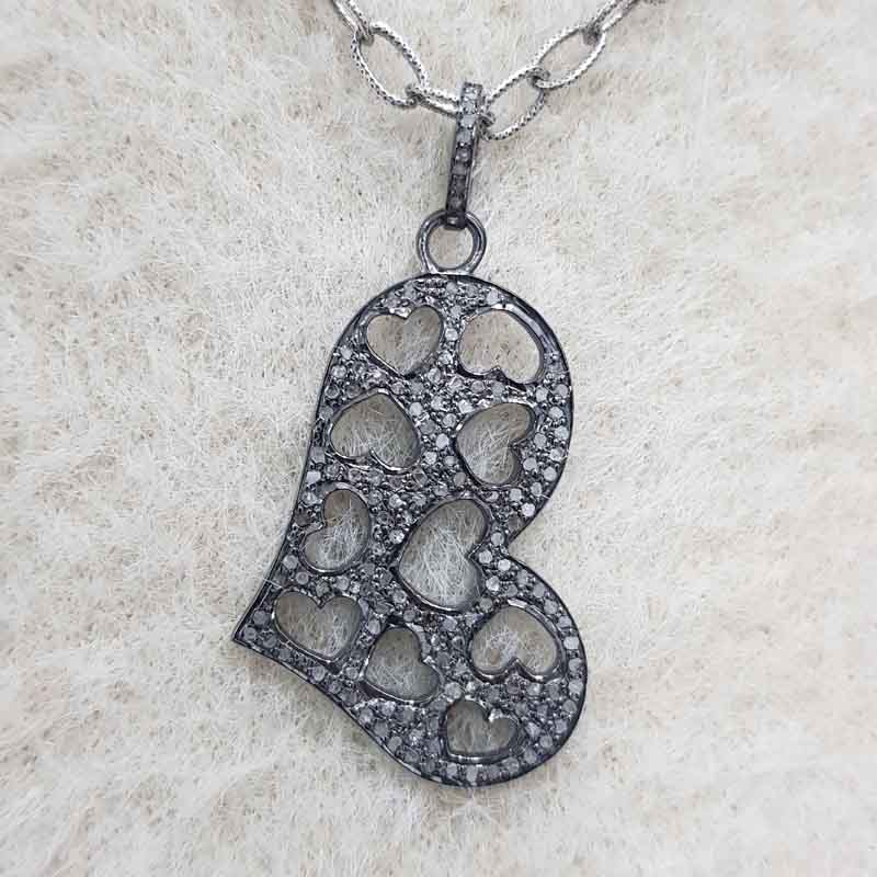 Shiny Heart Designer Pave Diamond Pendent