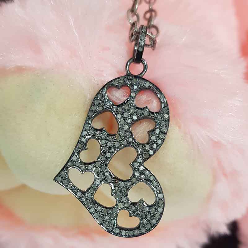 Shiny Heart Designer Pave Diamond Pendent