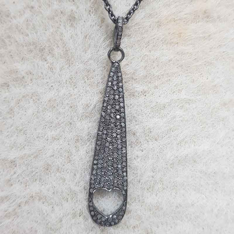 Beautifully Designed Pave Diamond Heart Designer Long Pendent