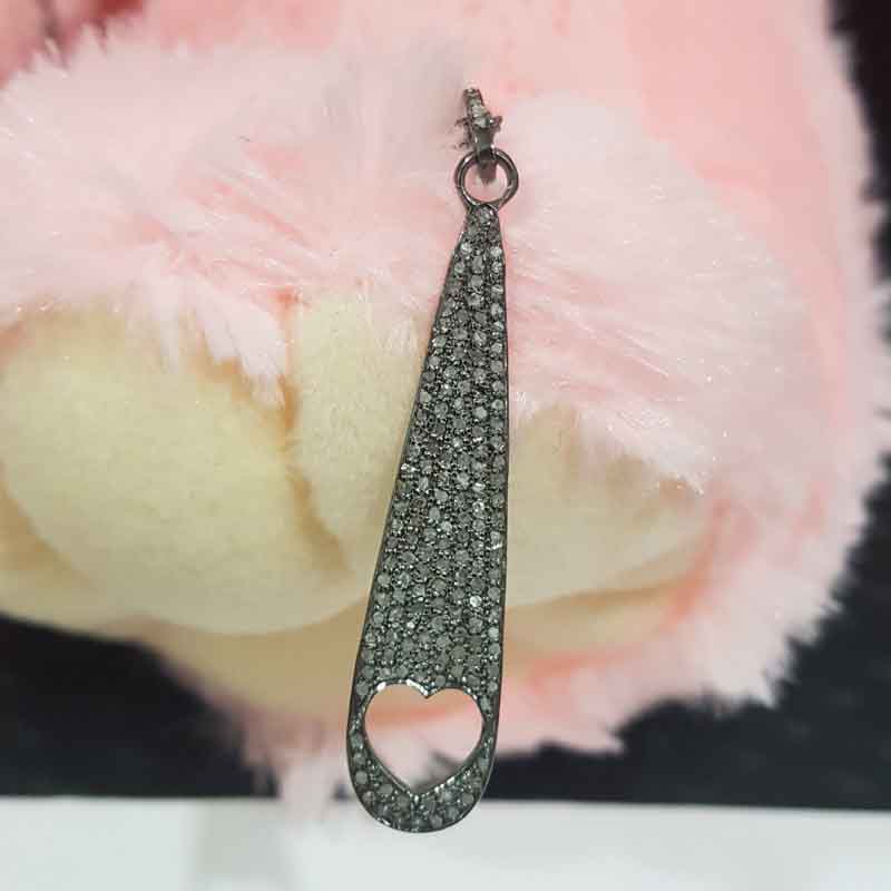 Beautifully Designed Pave Diamond Heart Designer Long Pendent