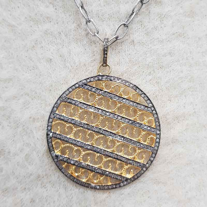 Yellow And Black Beautiful Round Designer Fancy Style pendent