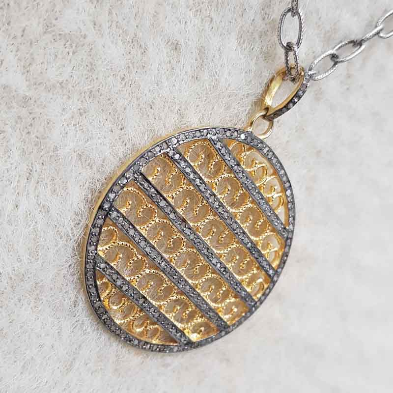 Yellow And Black Beautiful Round Designer Fancy Style pendent