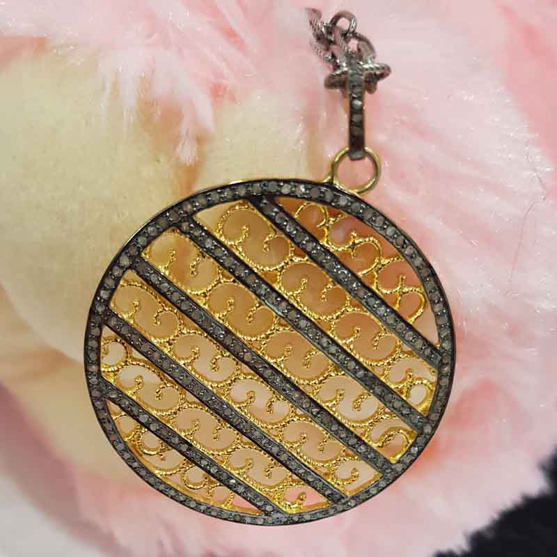 Yellow And Black Beautiful Round Designer Fancy Style pendent