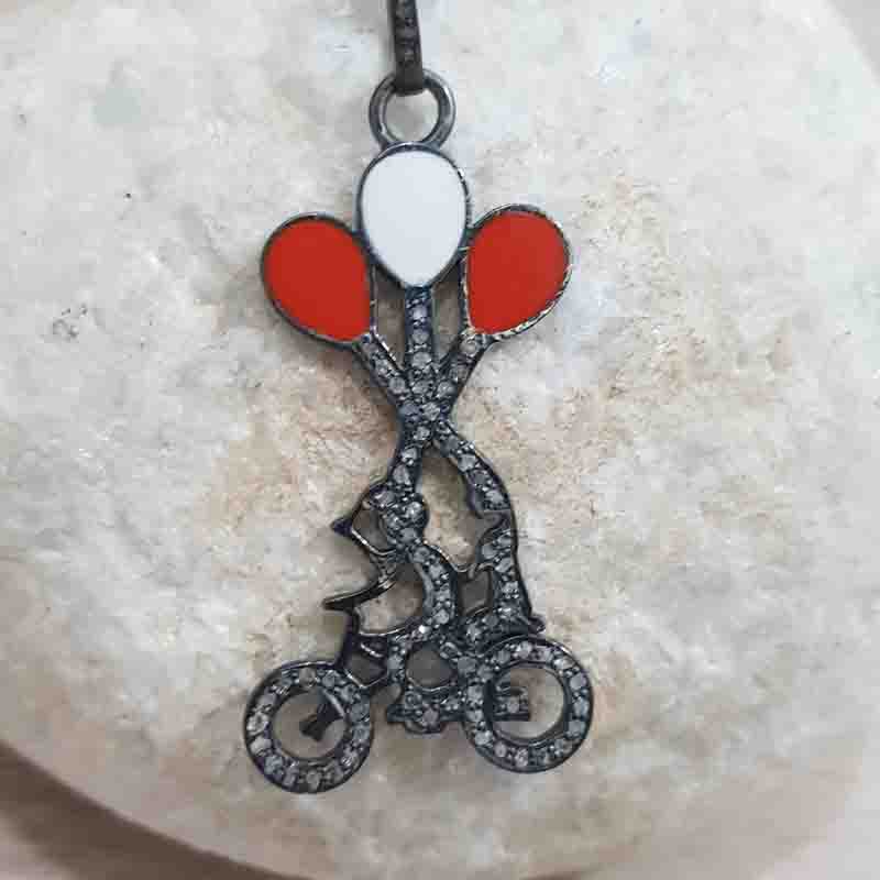 Stunning Couple On Cycle Designer Pave Pendent