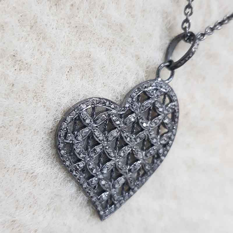 925 Sterling Silver Pave Diamond Heart Pendent