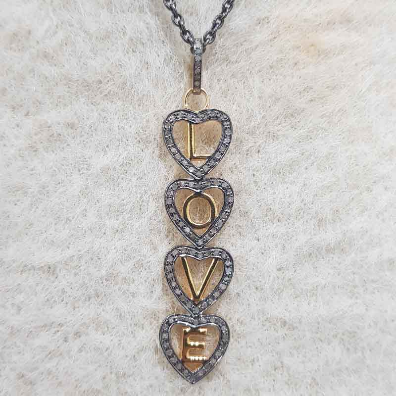 Stunning Love Designer Heart Pendent With Pave Diamond Layers