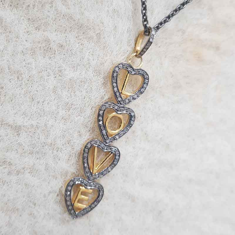 Stunning Love Designer Heart Pendent With Pave Diamond Layers