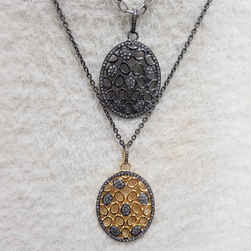 Handmade Fancy Designer Pave Diamond 925 Sterling Silver Pendent