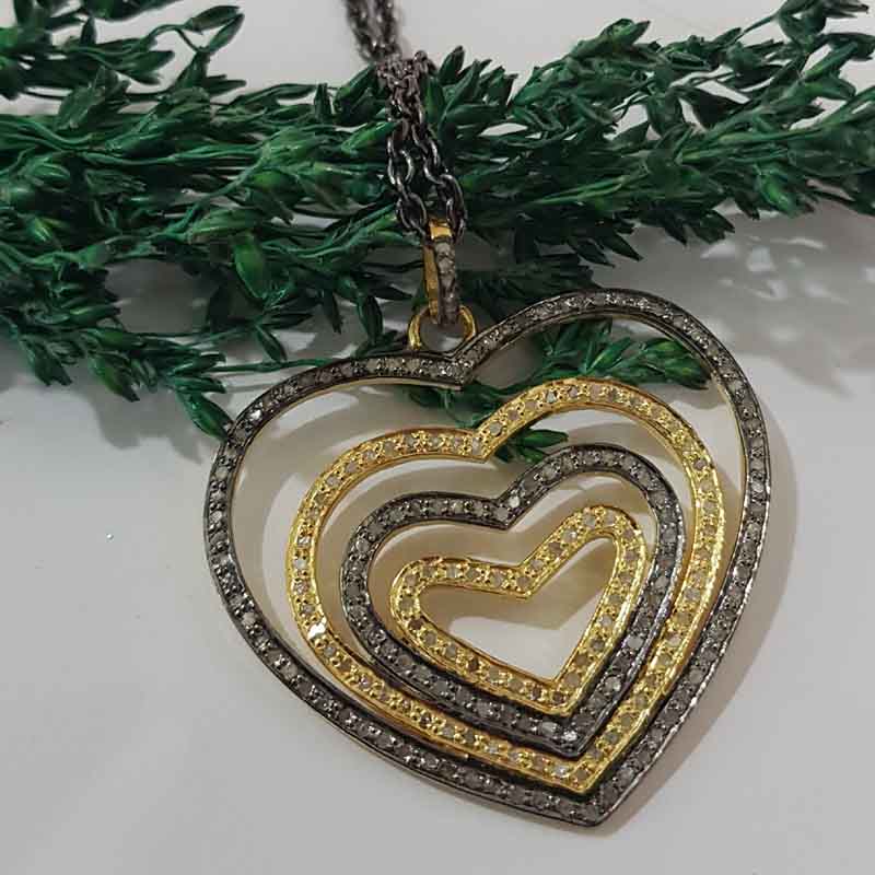 Glorious Fancy Designer Layers Of Joined Hearts Pendent