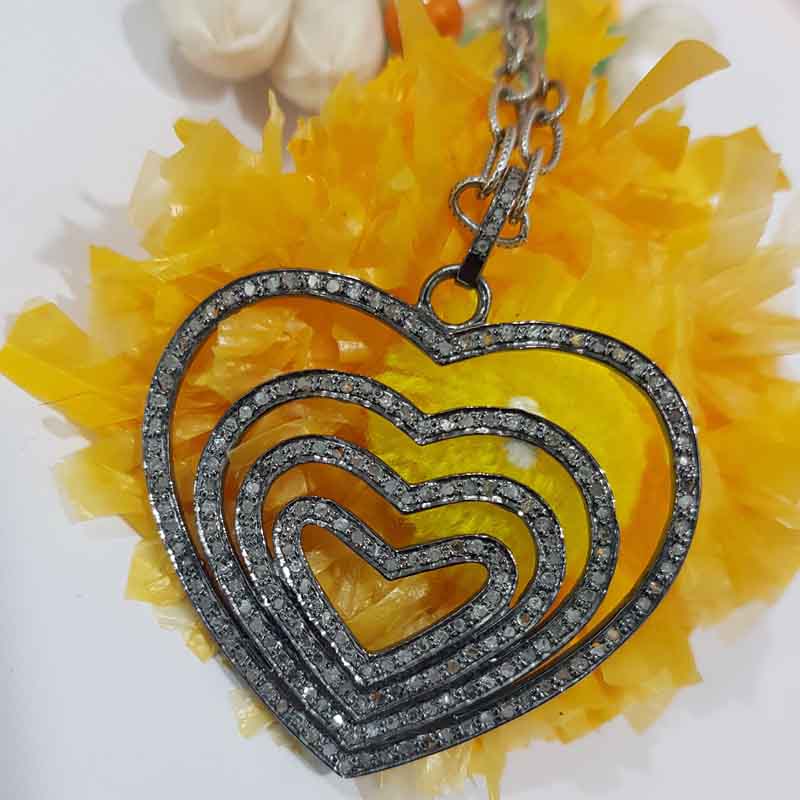 Glorious Fancy Designer Layers Of Joined Hearts Pendent