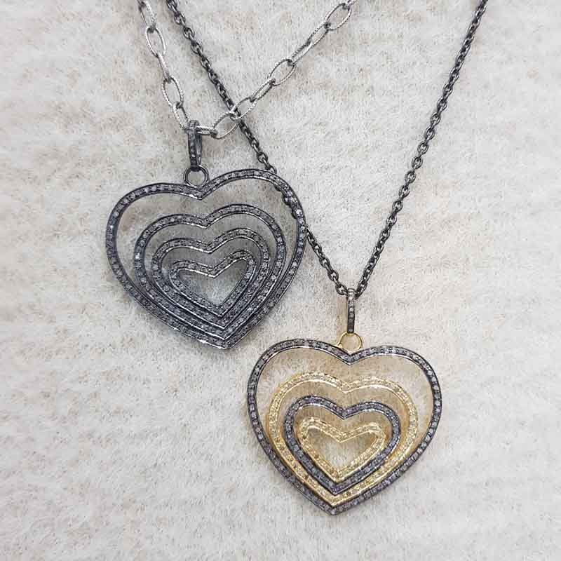 Glorious Fancy Designer Layers Of Joined Hearts Pendent