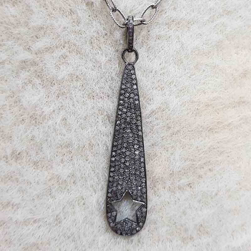 Finish Designer Star Pendent With Pave Layers