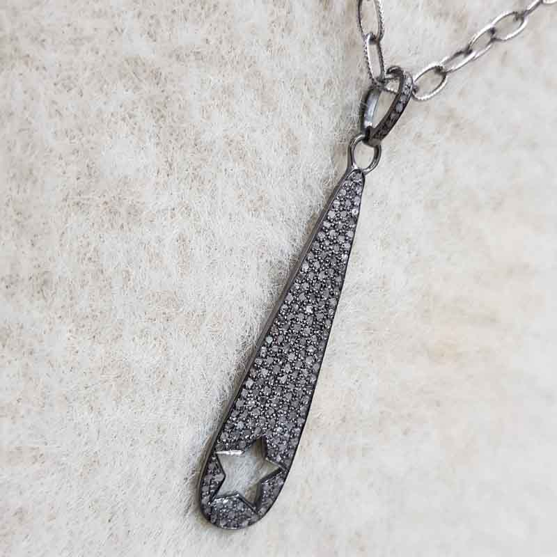 Finish Designer Star Pendent With Pave Layers