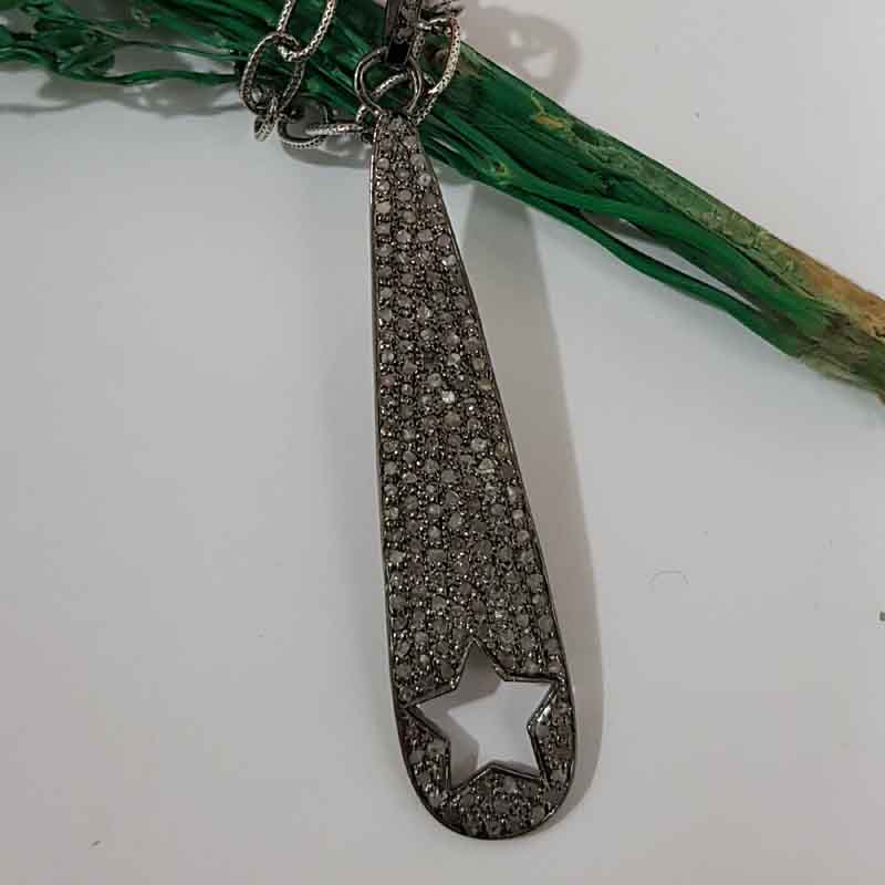 Finish Designer Star Pendent With Pave Layers