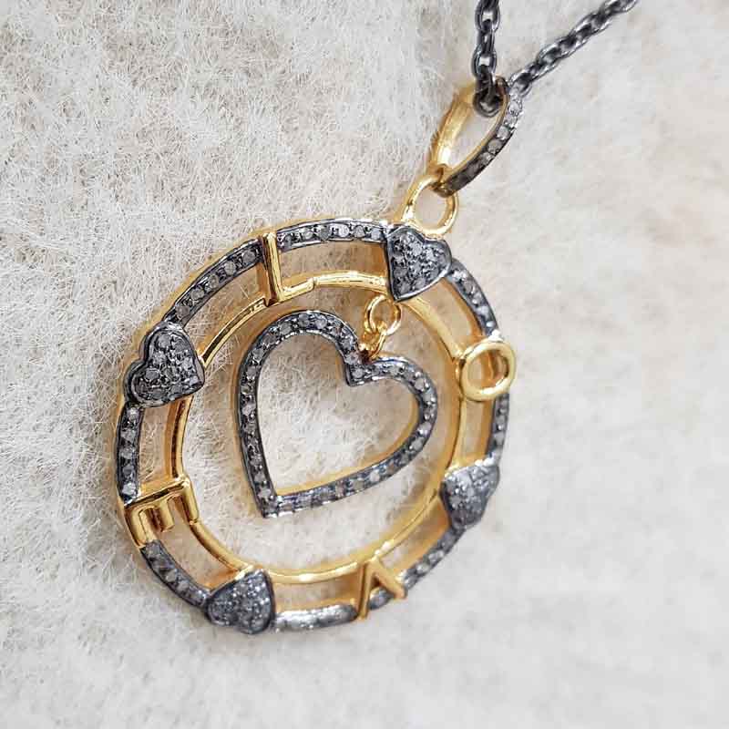 Glamorous Heart With Love Round Designer Pendent