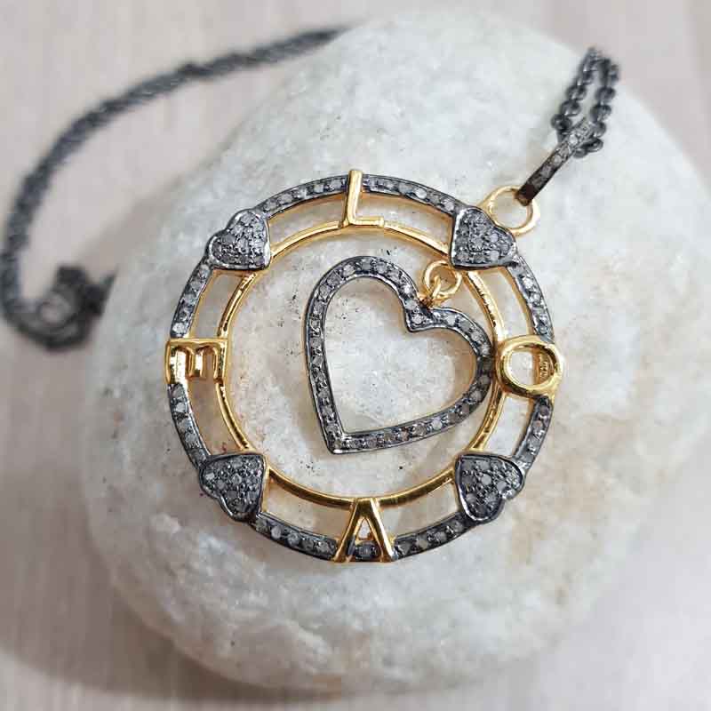 Glamorous Heart With Love Round Designer Pendent