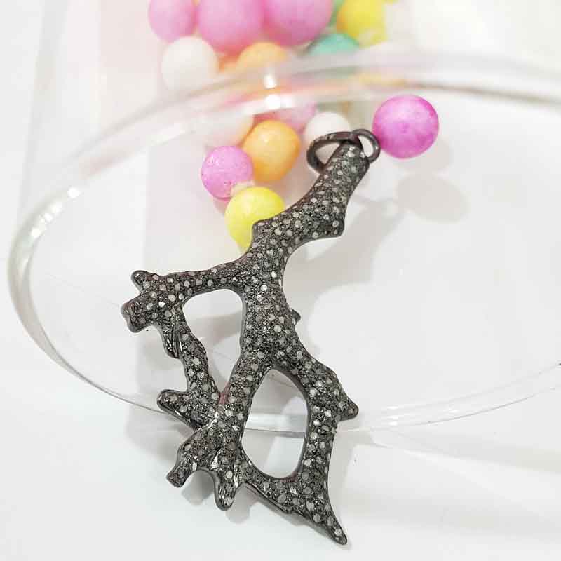 Gorgeous Black Pave Diamond Tree Pendent