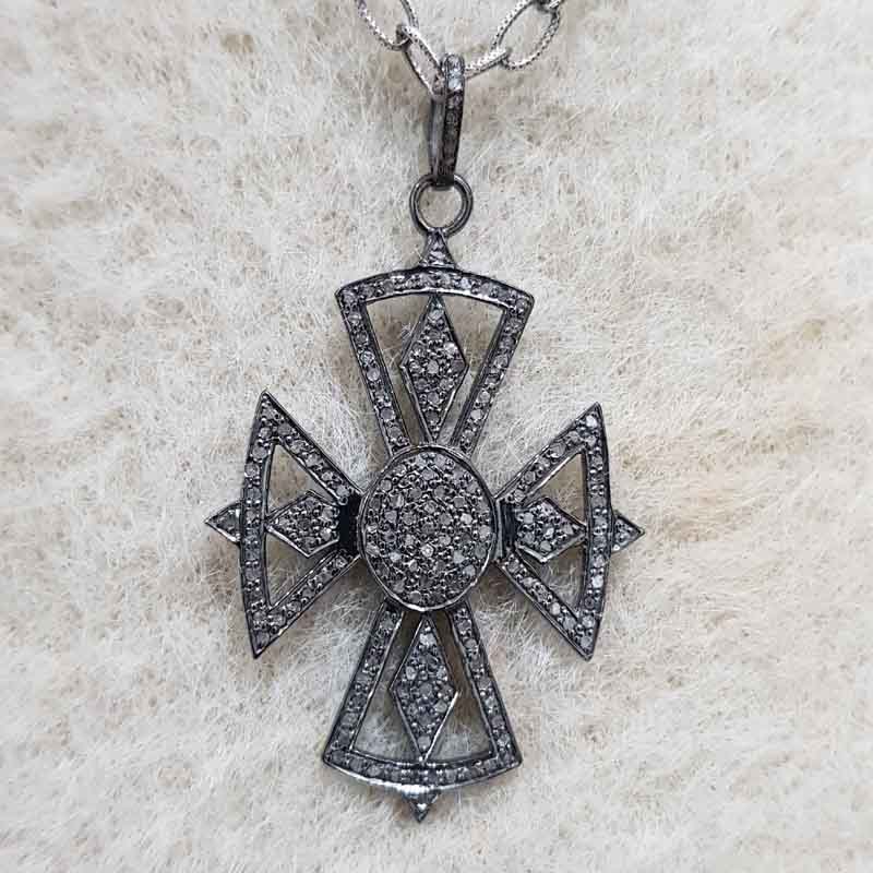 Beautifully Designed Cross Pendent With Pave Layers