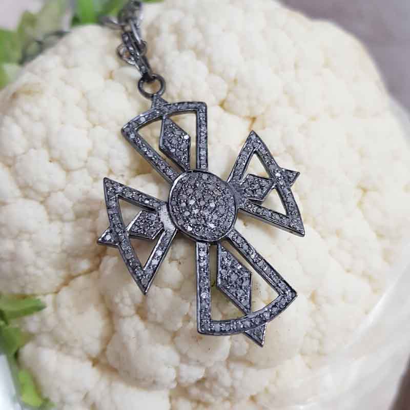 Beautifully Designed Cross Pendent With Pave Layers