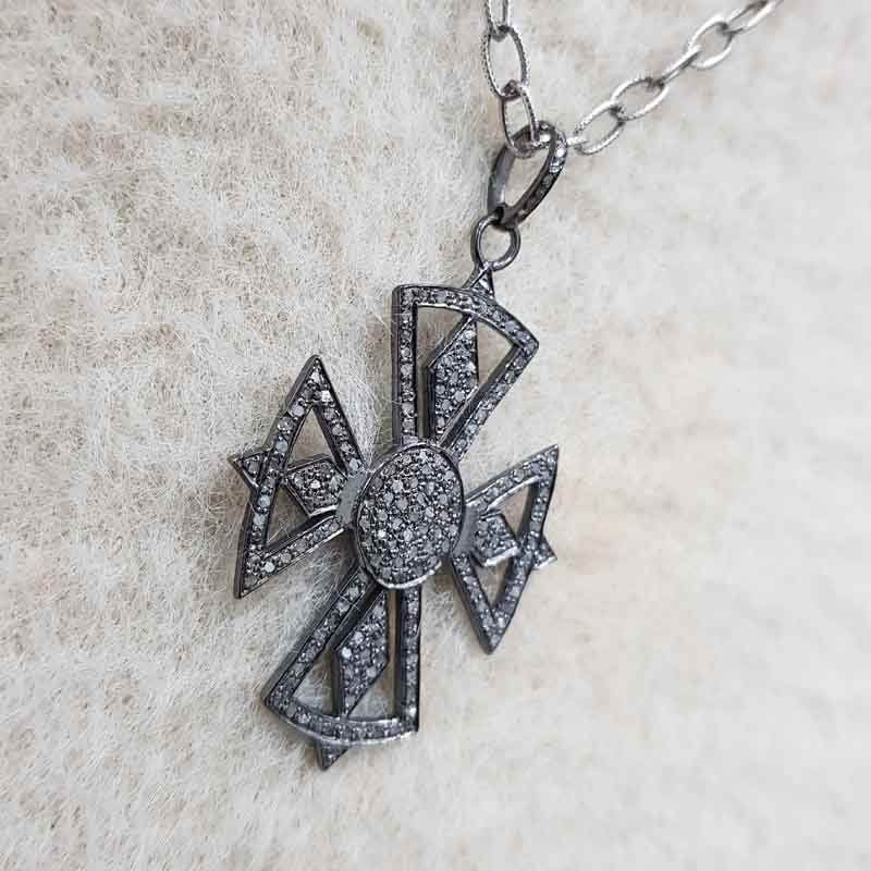 Beautifully Designed Cross Pendent With Pave Layers