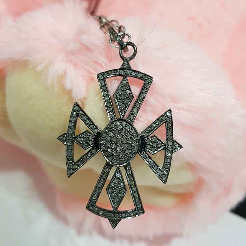 Beautifully Designed Cross Pendent With Pave Layers