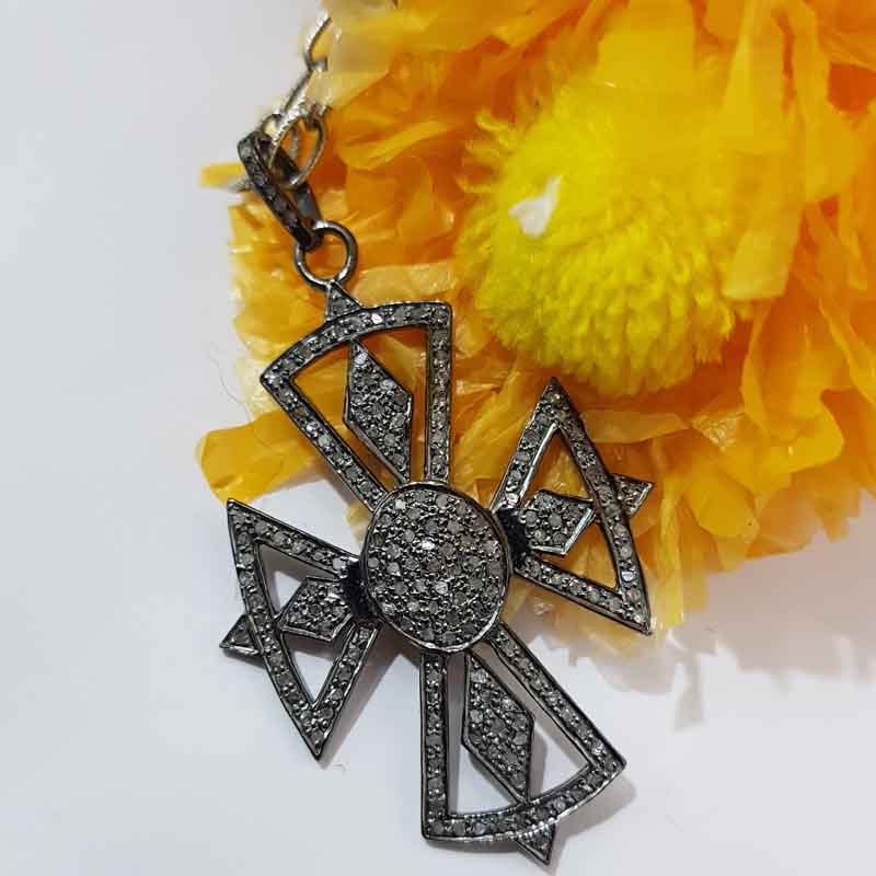 Beautifully Designed Cross Pendent With Pave Layers