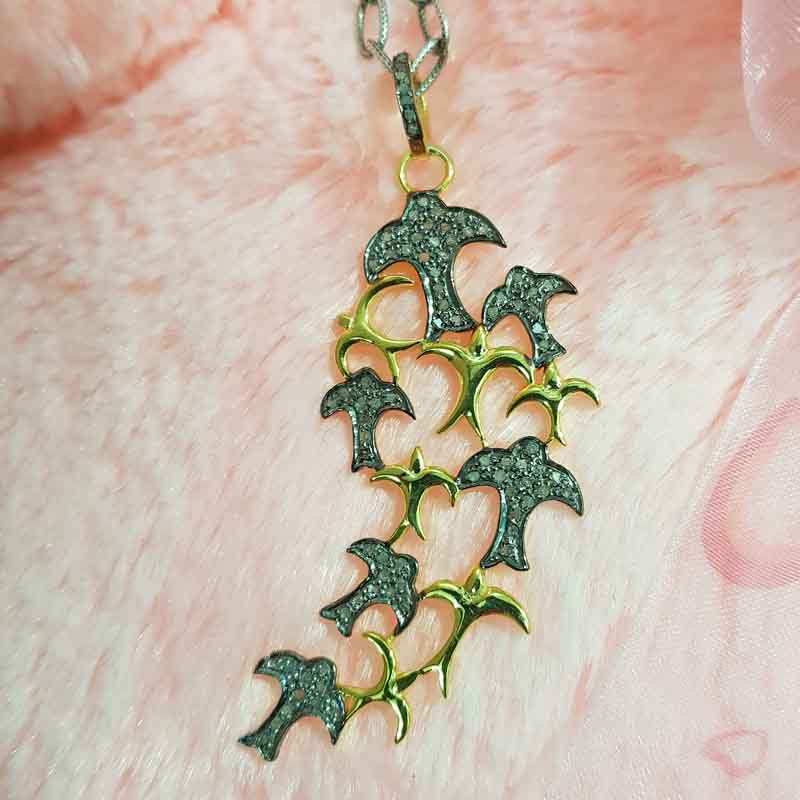 Unique Pave Diamond Tree Style Pendent