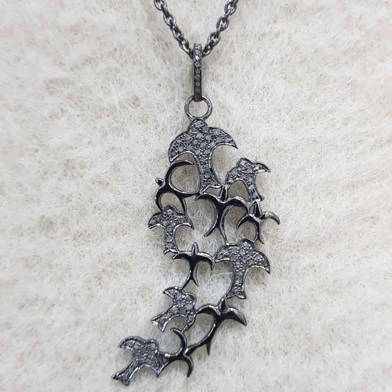 Unique Pave Diamond Tree Style Pendent