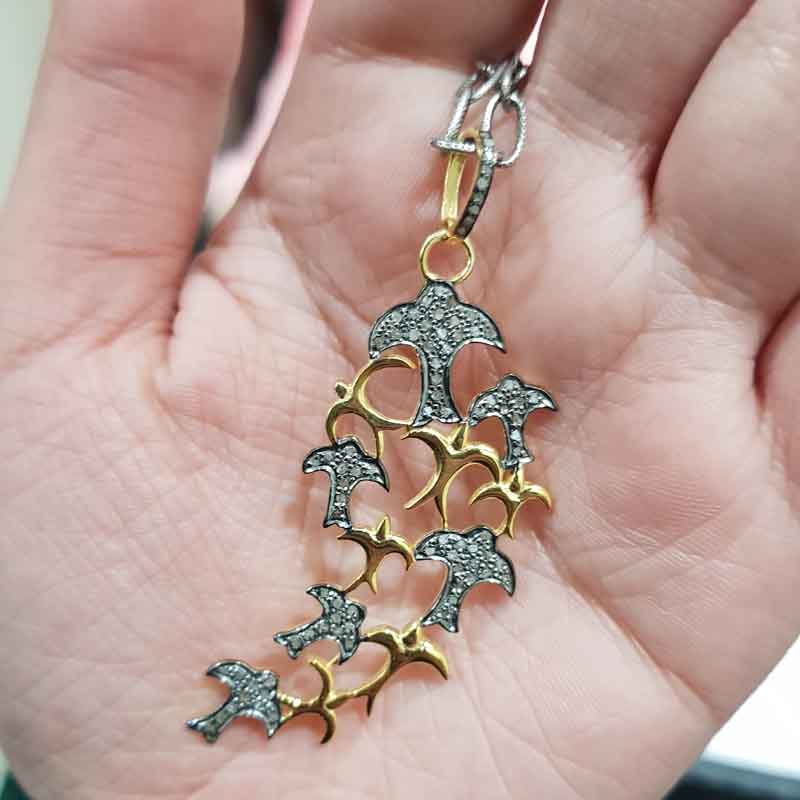 Unique Pave Diamond Tree Style Pendent