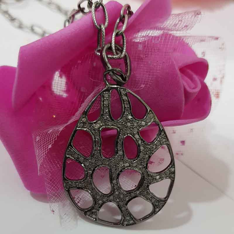 Fancy Designer Pendent With Pave Diamond Layers