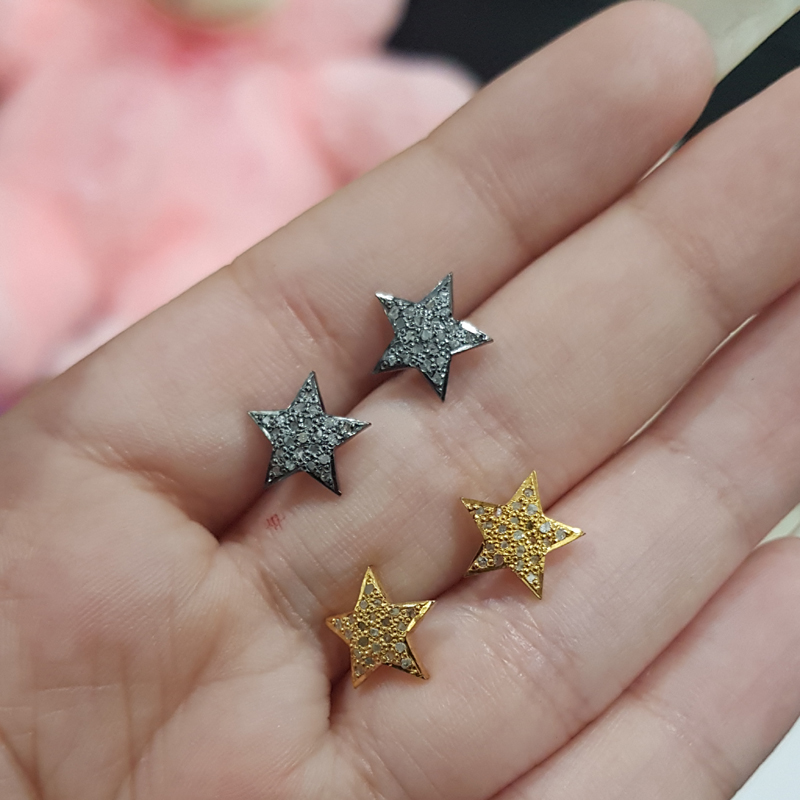 Pave Diamond Beautiful Small Star Stud Earrings