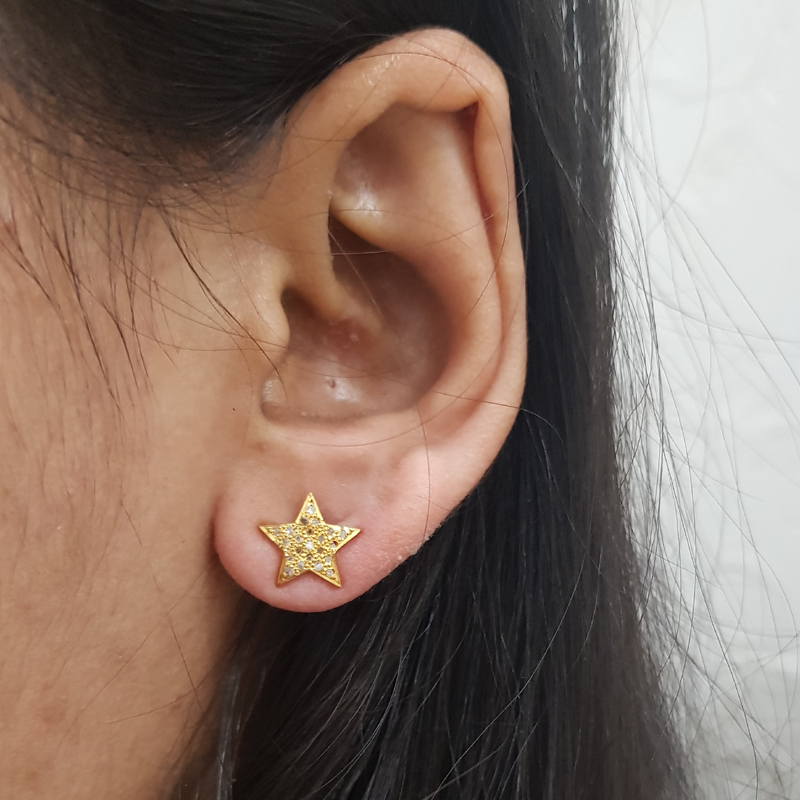 Pave Diamond Beautiful Small Star Stud Earrings