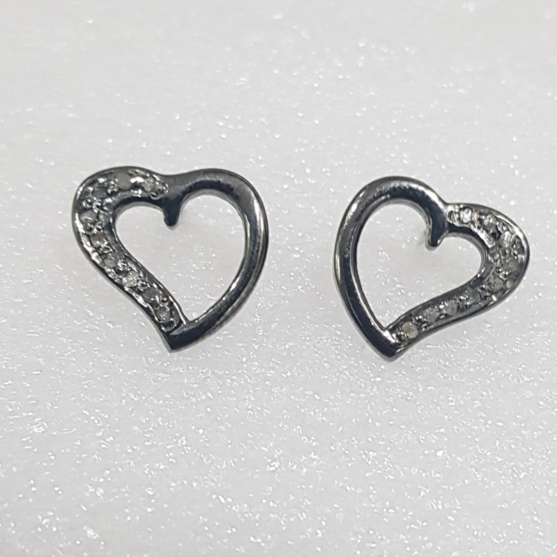 Stunning Fancy Designer Pave Diamond Heart stud