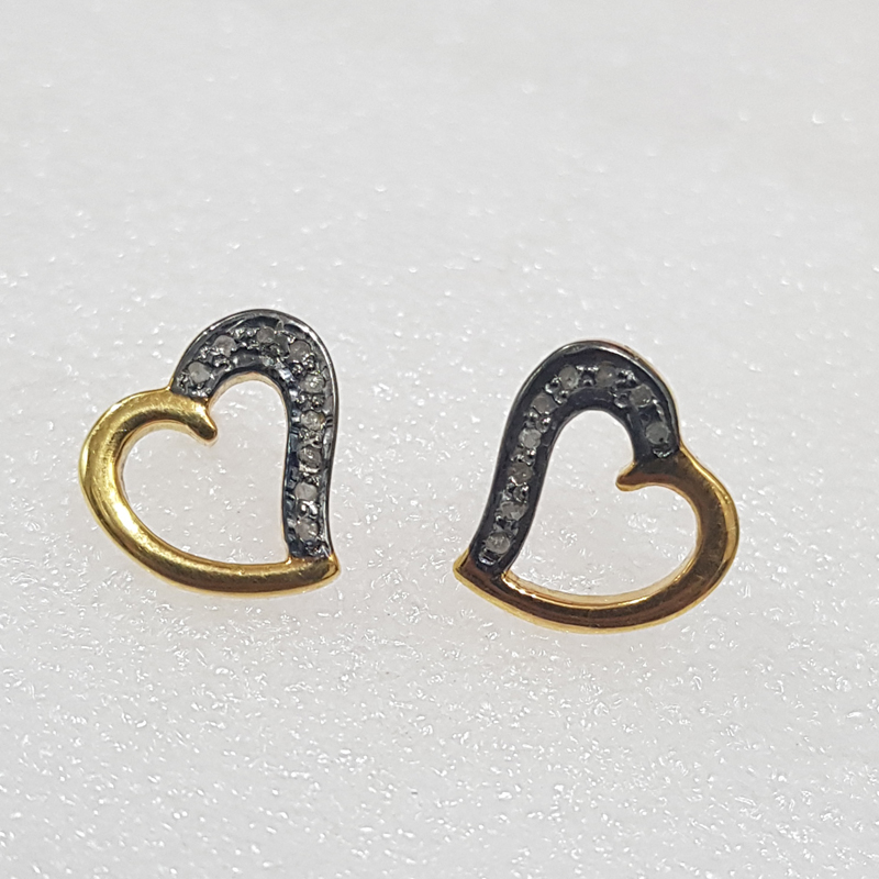 Stunning Fancy Designer Pave Diamond Heart stud