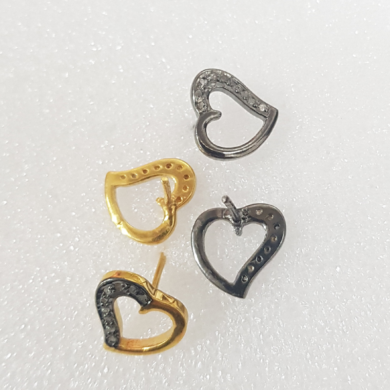 Stunning Fancy Designer Pave Diamond Heart stud