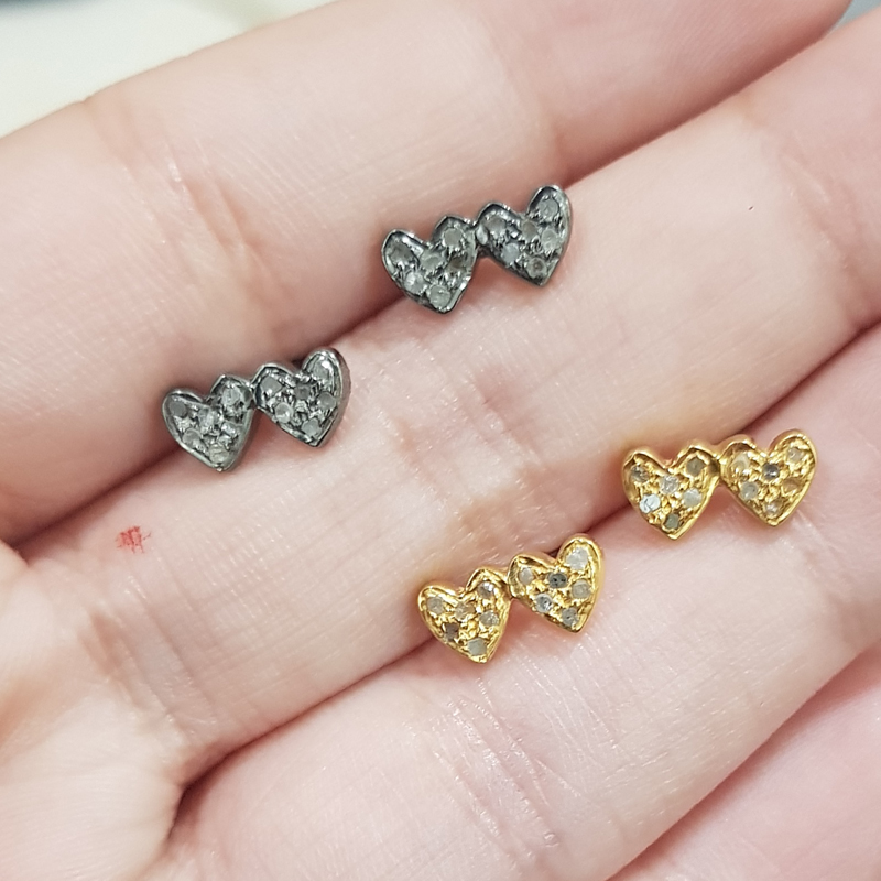 Small Joined Heart Stud