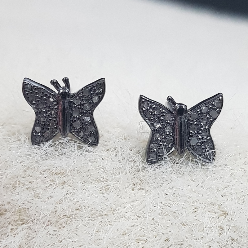 Fully Pave Diamond Handmade Designer Small Butterfly Stud