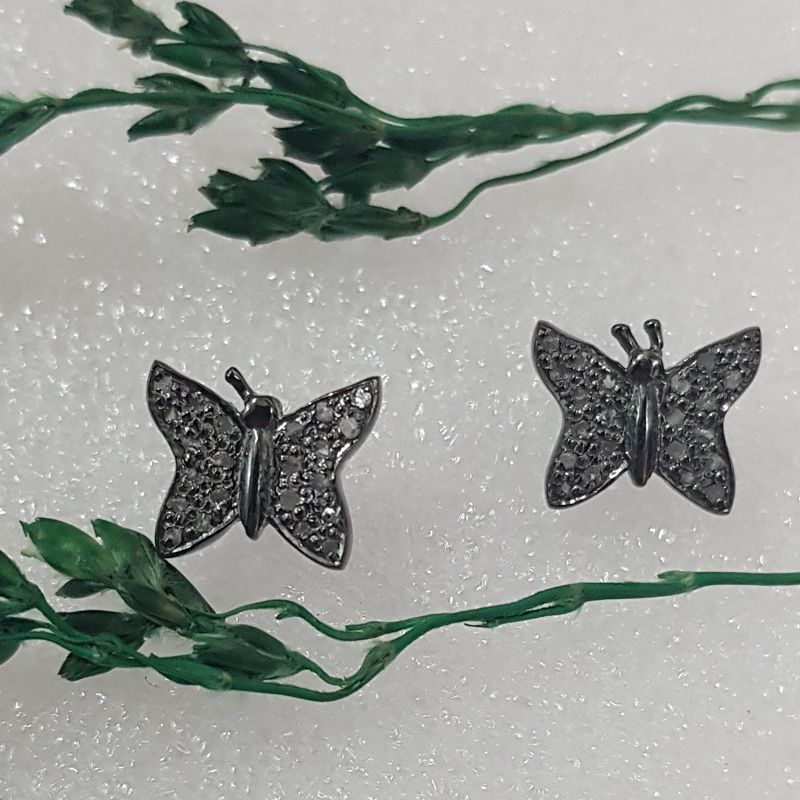 Fully Pave Diamond Handmade Designer Small Butterfly Stud